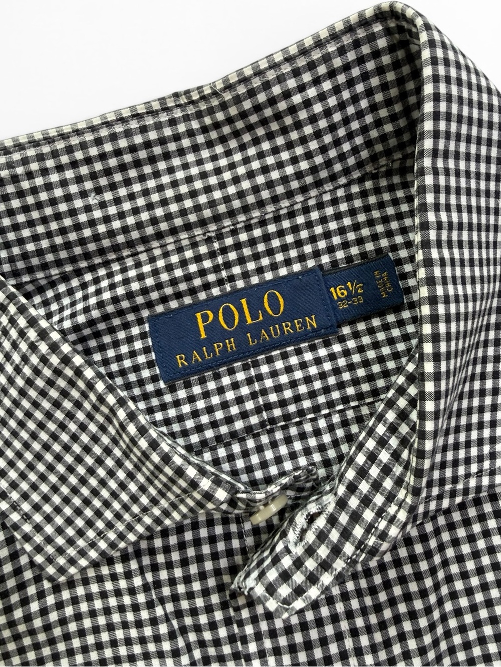 Polo by Ralph Lauren Black & White Gingham Button-Down Men’s Large 16.5 32/33 - Picture 7 of 9